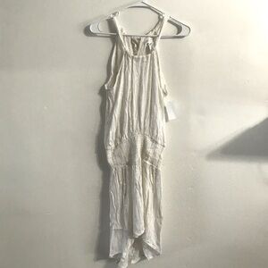 La Blanca hi lo beach cover-up dress summer Cream gold stripes. NWT